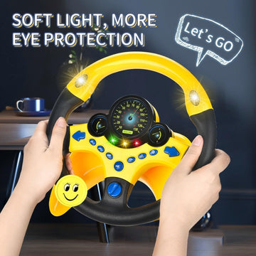 Yiyzaof Kids Steering Wheel Toy For Car With Light And Music,Suction Cups Base-Interactive Simulated Driving Toy Steering Wheel