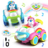 Hangrui 2 Pack Remote Control Cars, Unicorn Toys for Ages 2-6, Toddler 2.4Ghz RC Cars with Colored Lights, Music and Sound, Chri