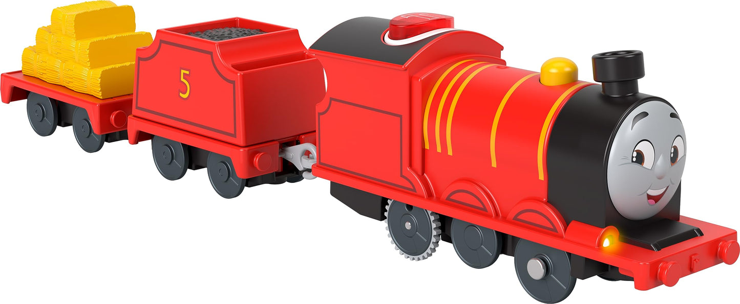 Thomas & Friends Motorized Toy Train Talking James Battery-Powered Engine With Sounds & Phrases For Pretend Play Preschool Kids Ages 3+ Years
