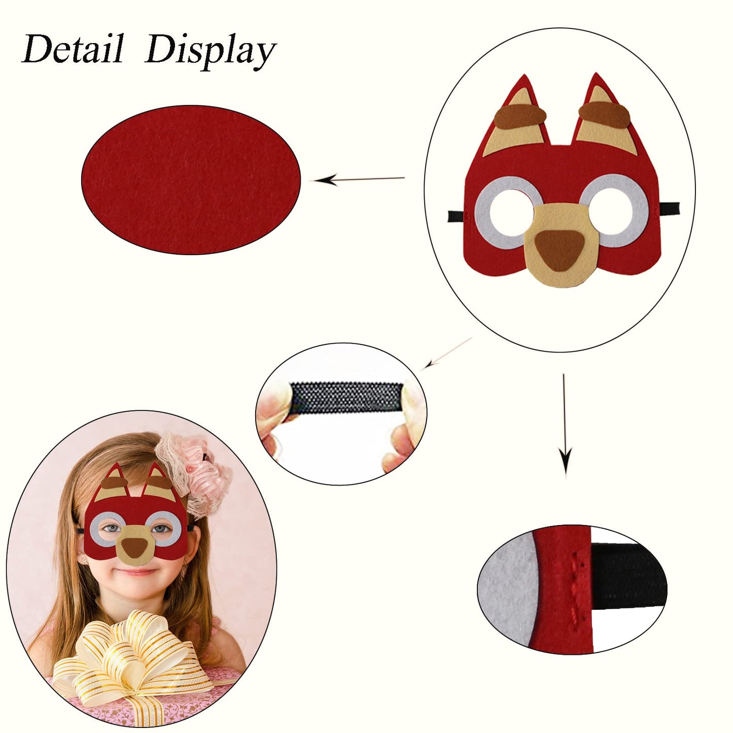 YALARY 24 Packs Blue Puppy Dog Felt Mask for Kids, Puppy Dog Themed Party Supplies Birthday Party Favors Costumes Dress-Up Masks