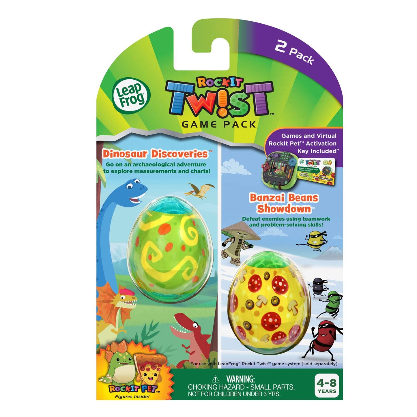 Leapfrog Rockit Twist Dual Game Pack: Dinosaur Discoveries And Banzai Beans Showdown