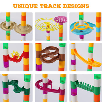 Marble Run, 166Pcs Marble Maze Building Block Toys For Kids, Stem Learning Toys Marble Track Race Set With 30 Glow In The Dark Glass Marbles Birthday Gift Toys For Boys & Girls Aged 3-12