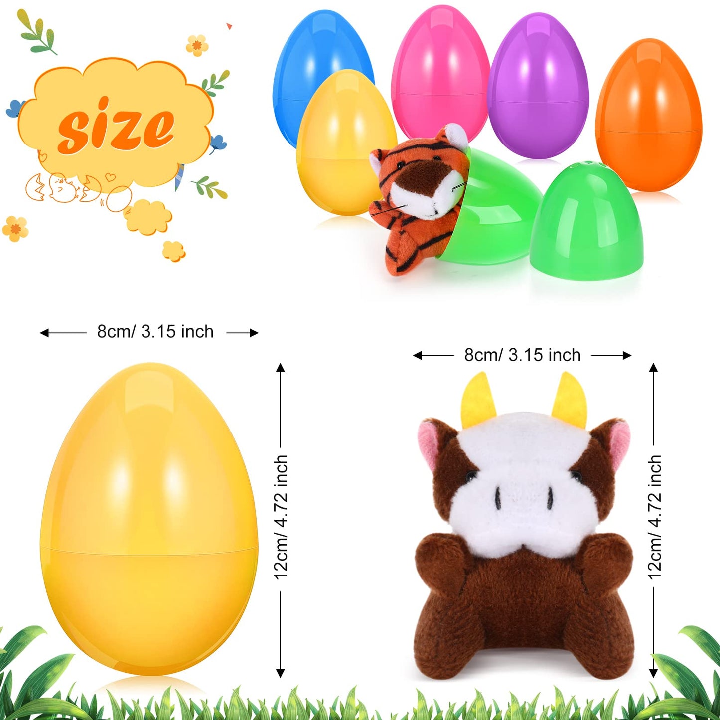 Civaner 30 Pcs Prefilled Easter Eggs Of Mini Stuffed Animal Plush Toys For Easter Egg Hunt, Theme Party, Goodie Bag Fillers, Car
