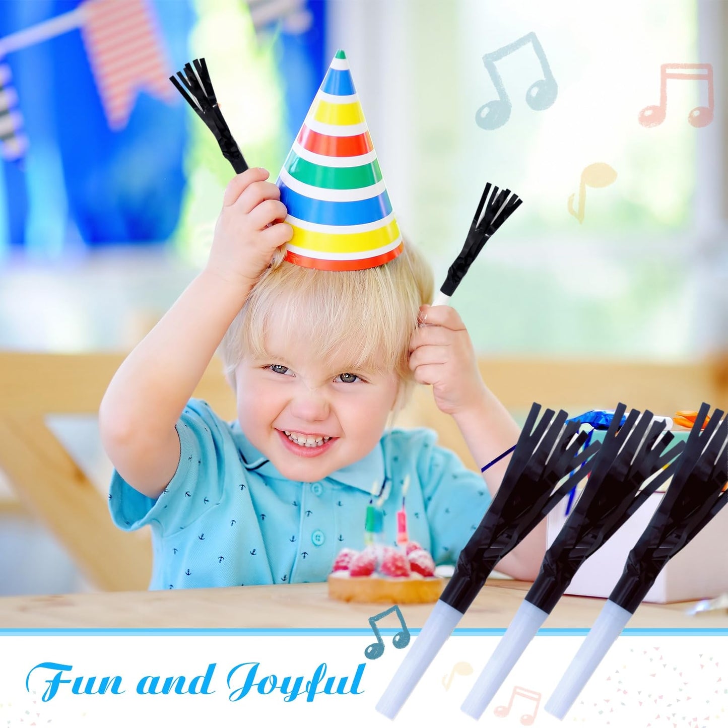 LCPQMZGH Metallic Fringed Noise Makers, for Noise Makers Party Favors, New Year Party, Baby Shower, Kids Birthday, 48 Pcs, Gold,