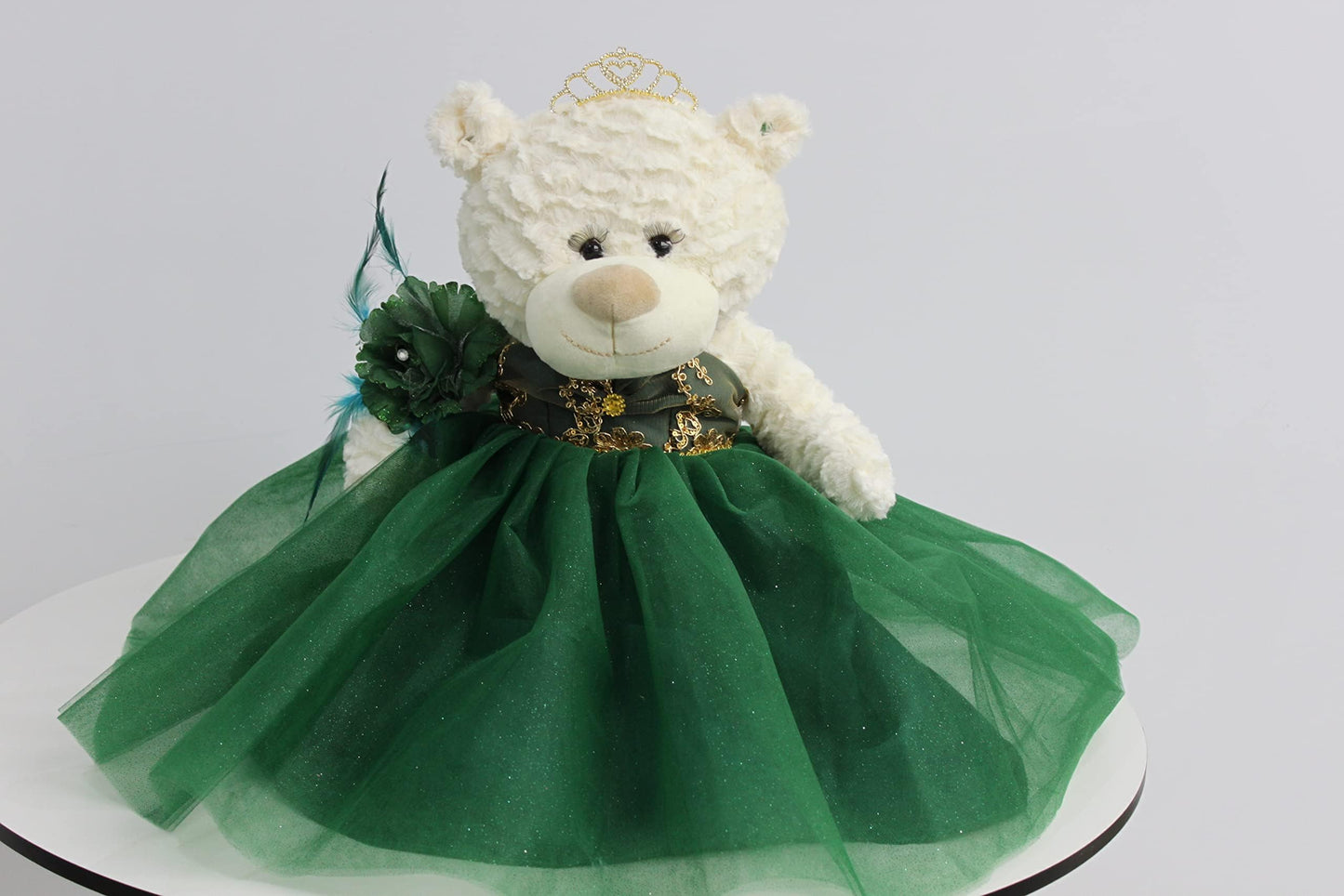 KINNEX COLLECTIONS SINCE 1997 20 Quince Anos Quinceanera Last Doll Teddy Bear with Dress (Centerpiece) B16631-33G (Emerald Green
