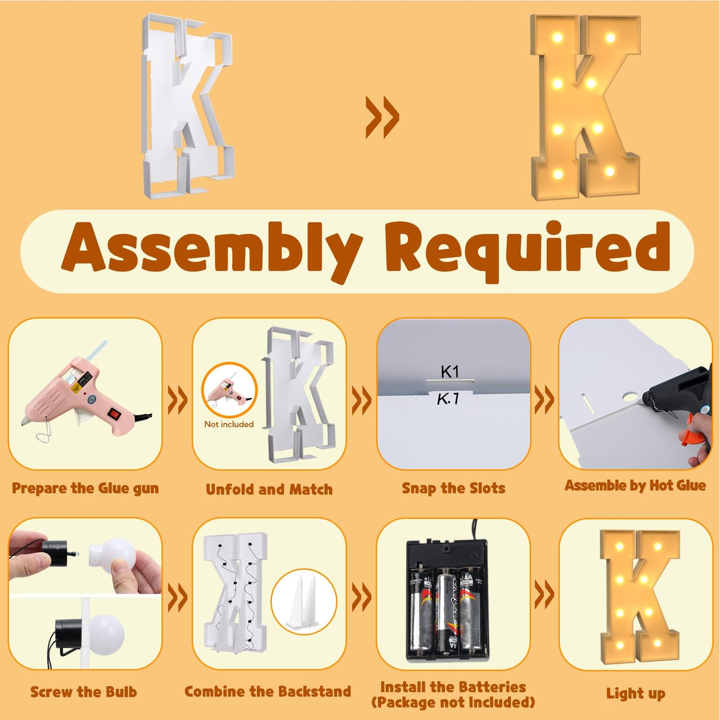 Imprsv Marquee Letter K, 3Ft White Foam Board Art Craft Kit For Baby Shower, Wedding Decorations, Party Backdrop Decor
