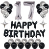 Naninuneno 17Th Black Silver Birthday Party Decorations For Boys Girls, Happy 17 Birthday Party Supplies With Black Happy Birthd