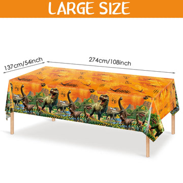 Tiamon Dinosaur Tablecloth Dinosaur Party Table Covers Dinosaur Plastic Tablecloth for Kids Adults Birthday Dinosaur Party Picni