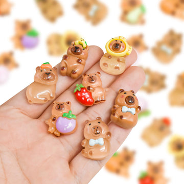100 Pieces Mini Fruit Capybara For Dollhouse Miniatures Resin Animals For Crafts Mini Capybara For Fairy Garden Micro Landscapin