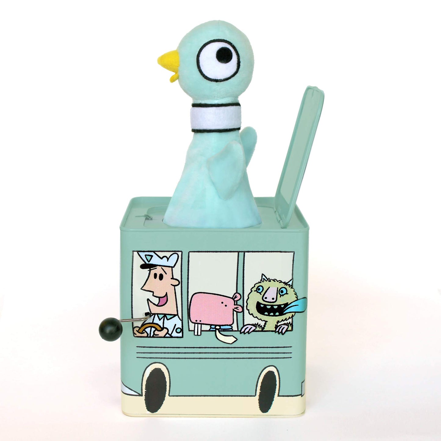 YOTTOY Mo Willems Collection | Jack-in-The-Bus Musical Box w/Pigeon Plush Toy - 5.5 x 5.5 x 5.5