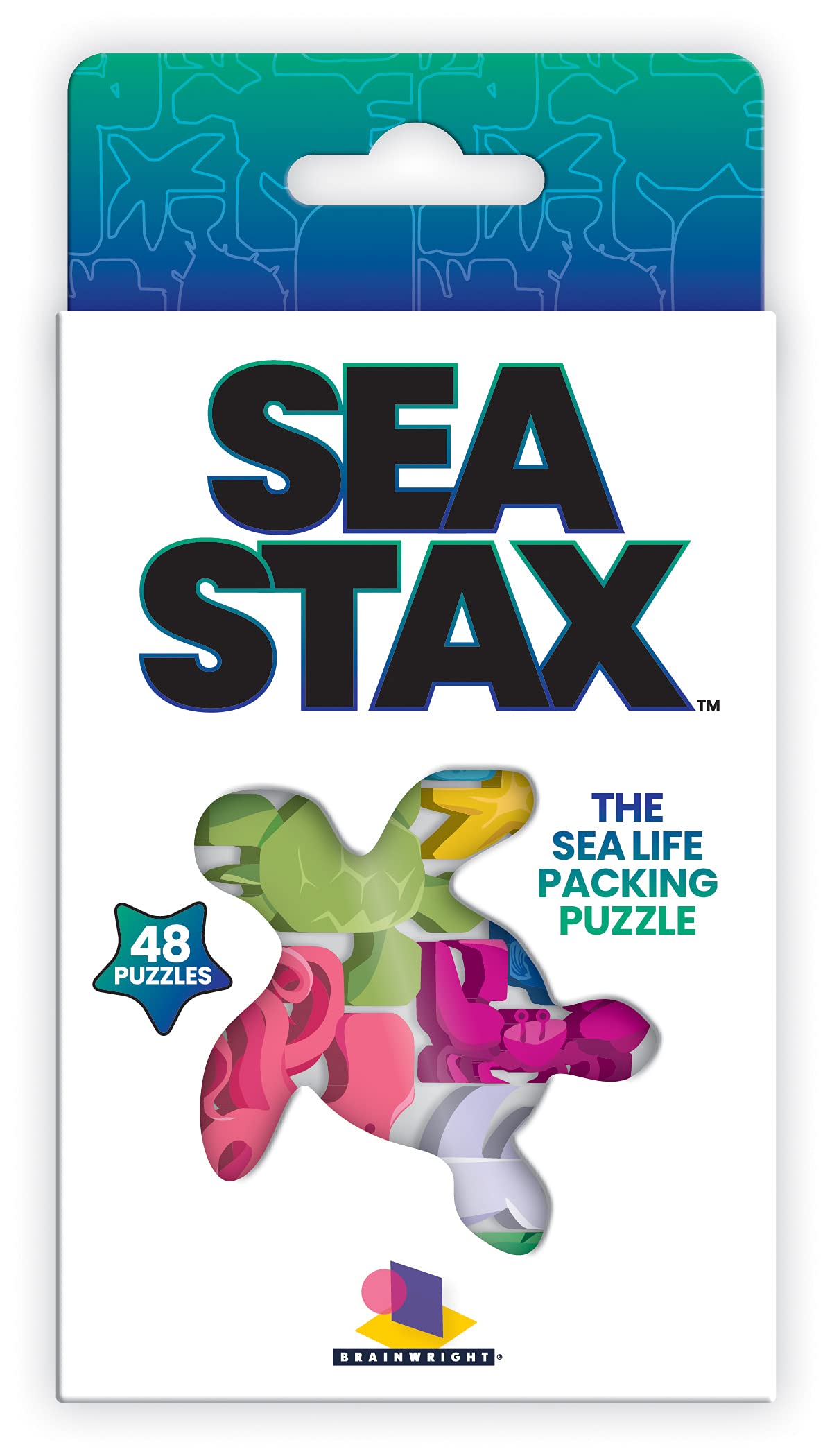 Brainwright - Sea Stax - The Deep Sea Creature Shaped Pattern Puzzle Packing Game, Multi-Colored Brain Teaser Toy, Kids And Adults