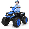 Olakids 12V Kids Ride On ATV - Battery Powered Electric Quad Toy Car, Blue, 42" x 25.5" x 29", LED Lights, Music, Soft Start