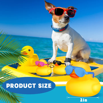 Chivao 12 Pcs Rubber Ducks With 12 Sunglasses/ Hats/ Headwear/ Scarf Small Cruise Ducks In Bulk Mini Rubber Duckies Bathtub Toys For Valentine'S Day Gift Hide(Yellow, Duck With Colored Glasses)