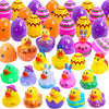24 Pcs Easter Eggs with Rubber Duck Toys for Kids, Colorful Easter Eggs Filled with Assorted Bunny Rabbit Duckies for Fun Rubber