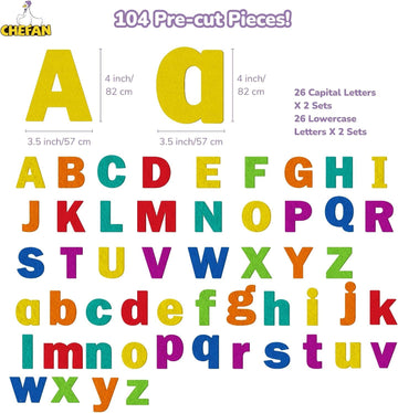 Chefan Felt Letters Alphabet For Kids, Precut Story Pieces, 104 Abc Upper & Lowercase Letters For Preschool & Homeschool Learnin