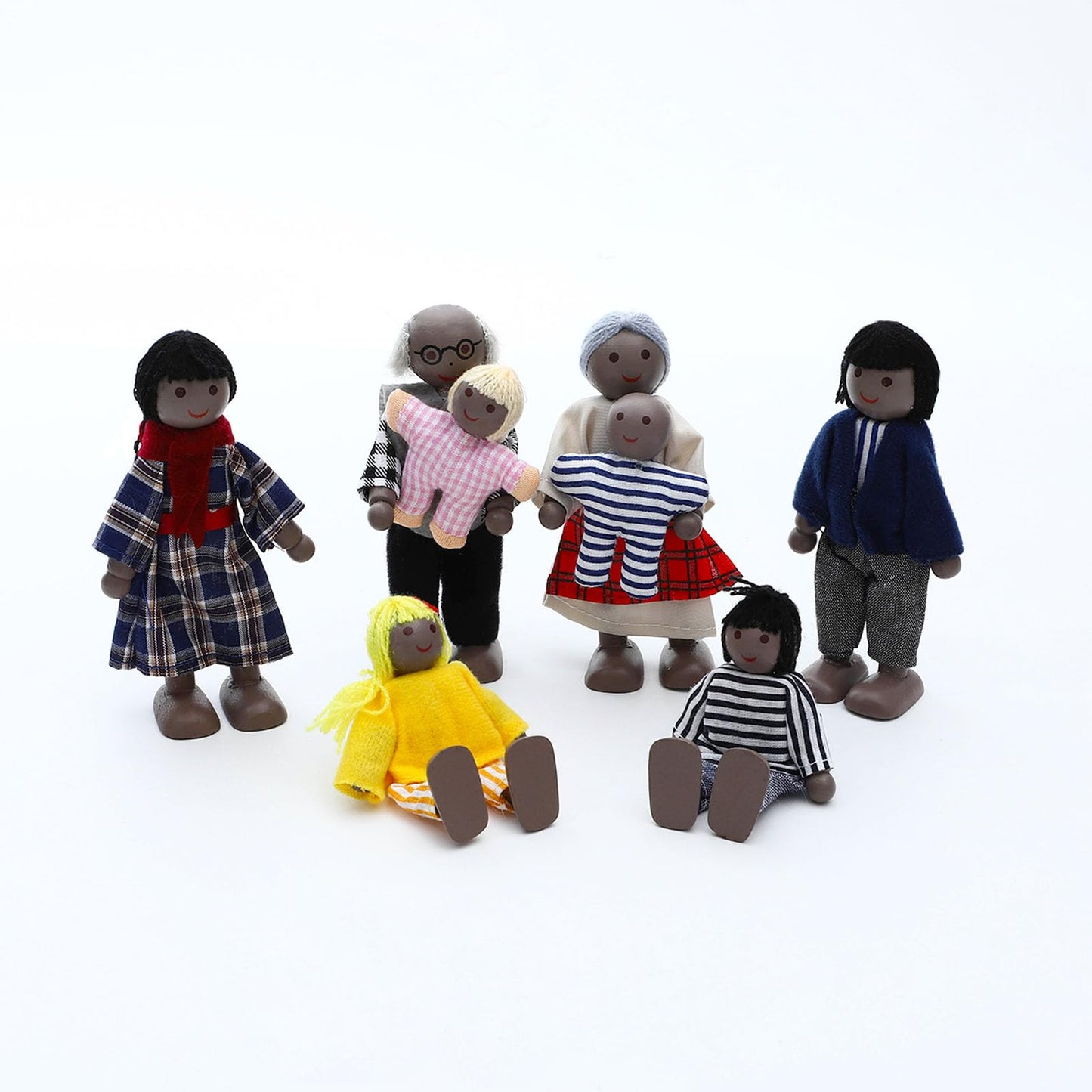 ONEST 23 Pieces Wooden Dollhouse Family Set Mini People Figures Dollhouse Dolls Wooden Doll Family Pretend Play Figures Accessor
