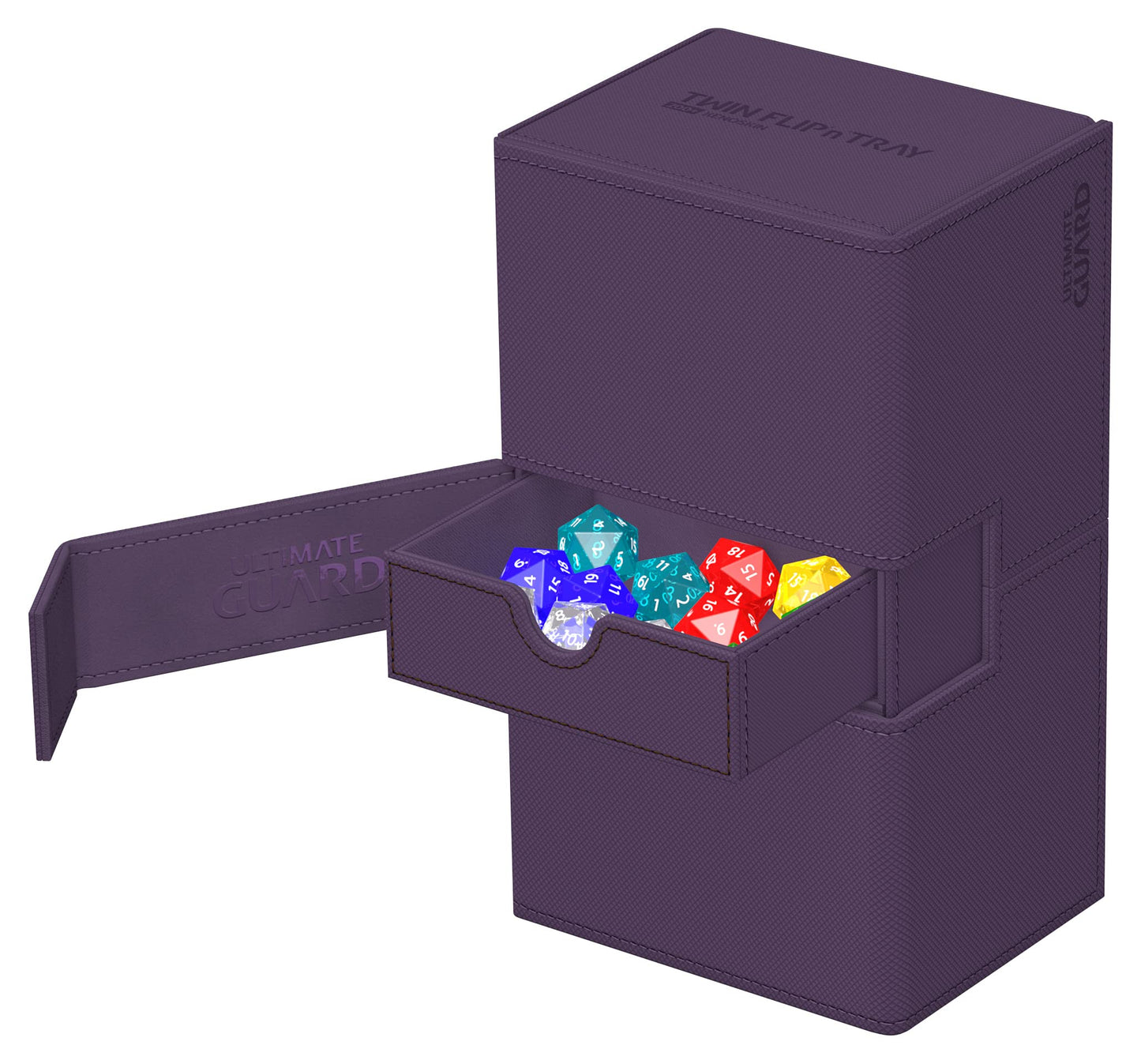 Ultimate Guard Twin Flip'N'Tray 200+, Deck Case For 200 Double-Sleeved Tcg Cards + Dice Tray, Purple, Independent Magnetic Closure & Microfiber Inner Lining