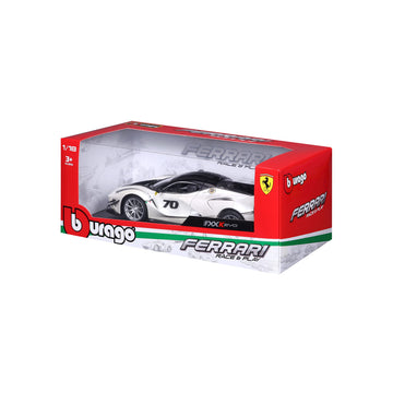 Bburago 1:18 Scale Die Cast Ferrari FXX K EVO Vehicle - Carbon Fiber, Pearl White, Model 18-16012-00000009