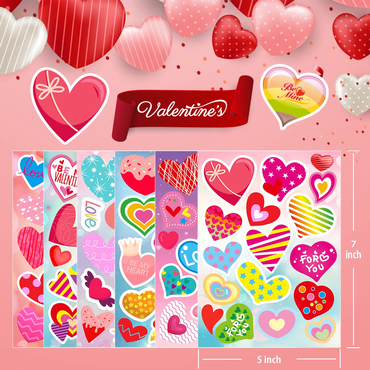 Karslora 30 Sheets Valentine Stickers, 490Pcs Heart Stickers, Valentine Stickers For Kids, Valentines Crafts Party Favors For Ki