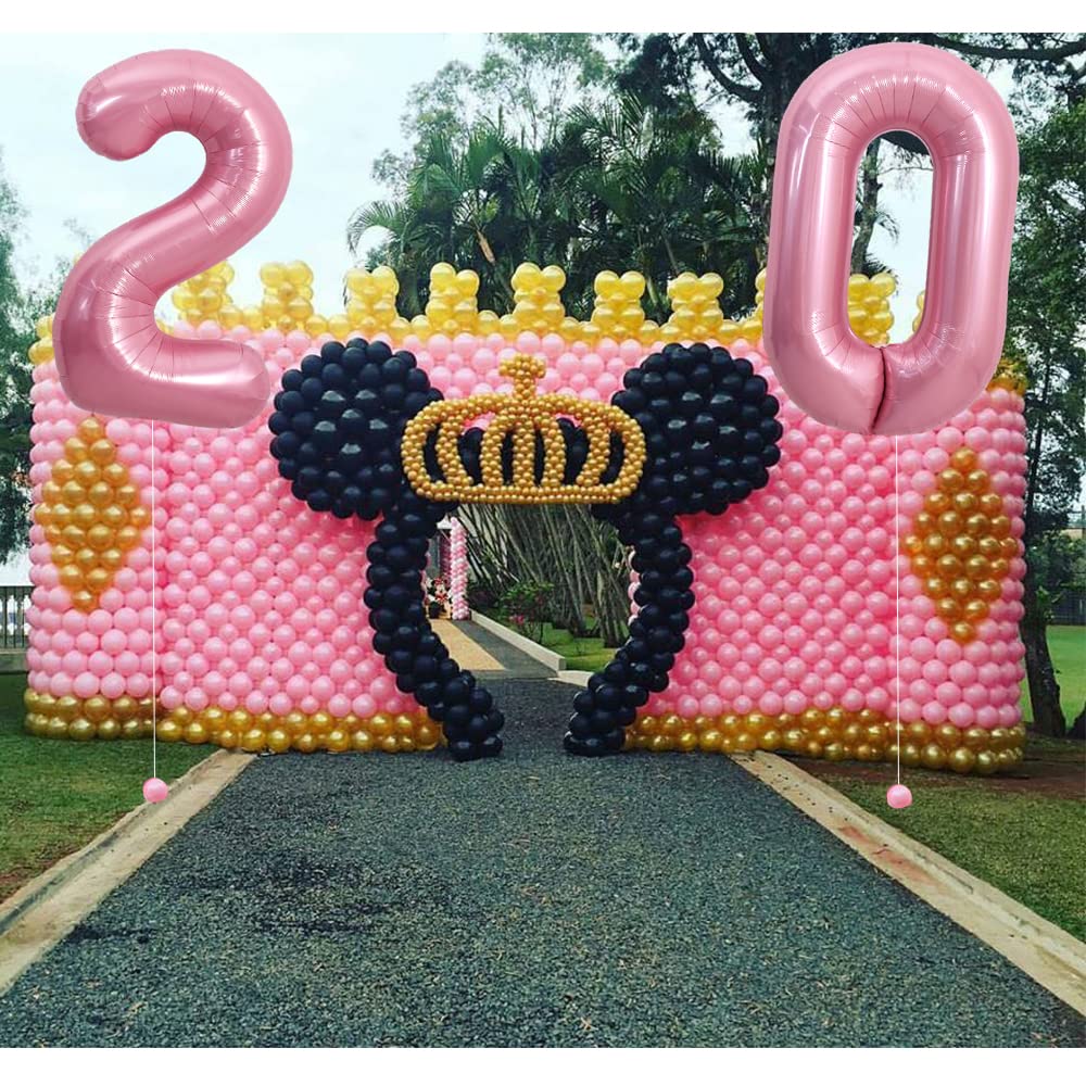 Toniful 40 Inch Light Pink Large Numbers Balloons 0-9, Number 0 Digital 0 Helium Balloons, Pink Foil Mylar Big Number Pastel Bal