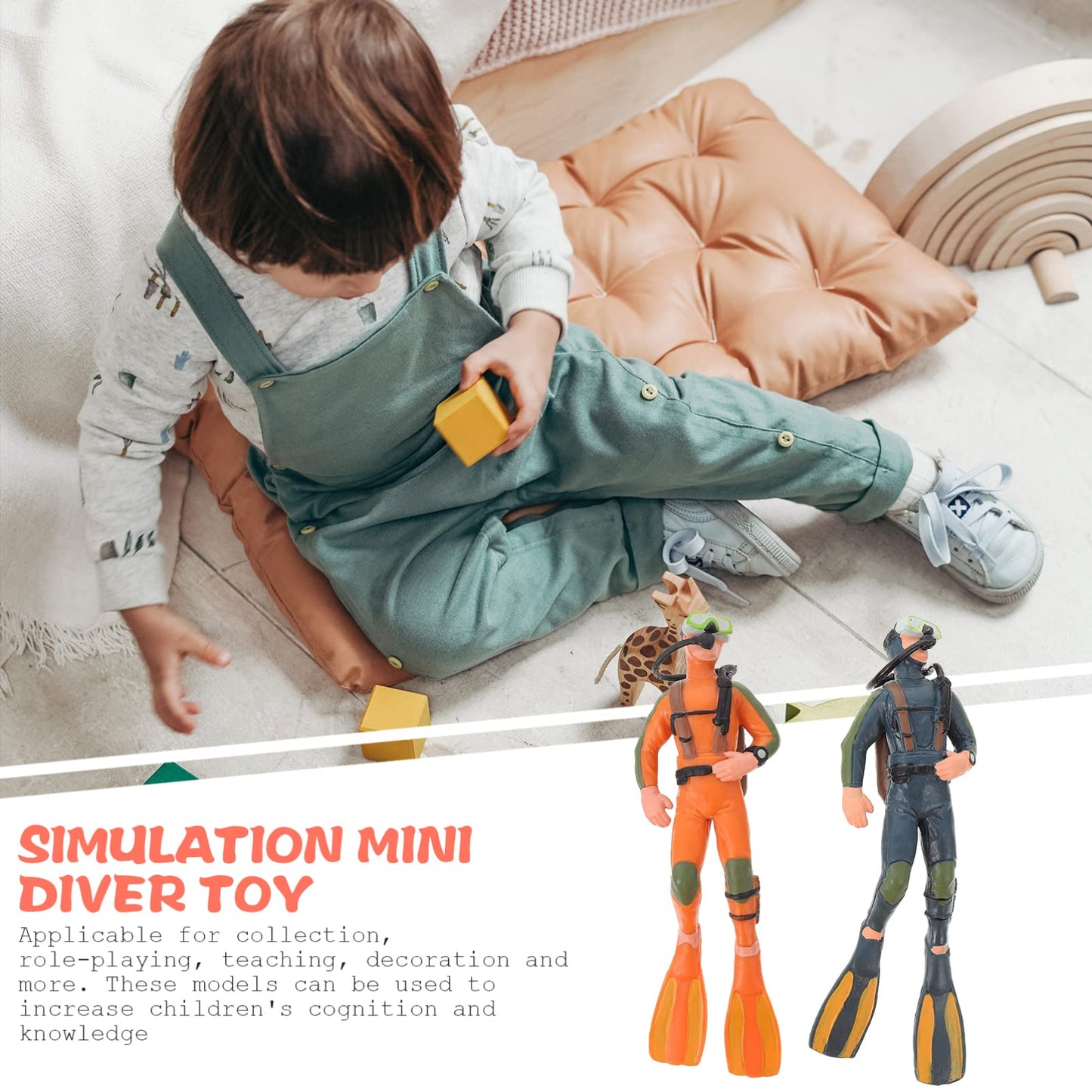 Toyvian Diver With Hose Toy Squid Fish Tank Action Figure Divers: 2Pcs Scale Model Sea Animals Scuba Diver Toy Swimmers Diver Fi