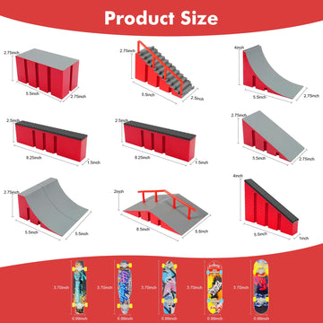 Finger Skateboard Park Kits (9 In 1),Finger Skateboard Ramp Set With 5 Fingerboards, Finger Scooter,Finger Bike,Finger Skateshoe