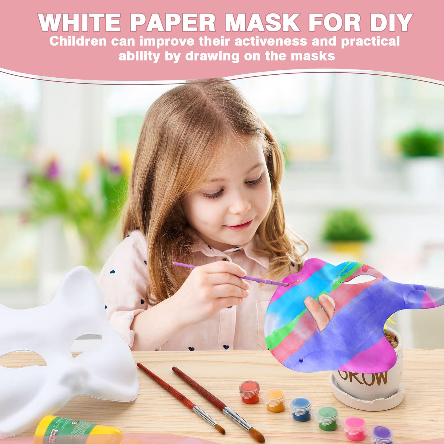 Leyndo 48 Pack Paper Mache Masks Craft Masks Blank DIY Halloween Mask Half Face Paintable Mask Mardi Gras Masquerade Cosplay (Ca