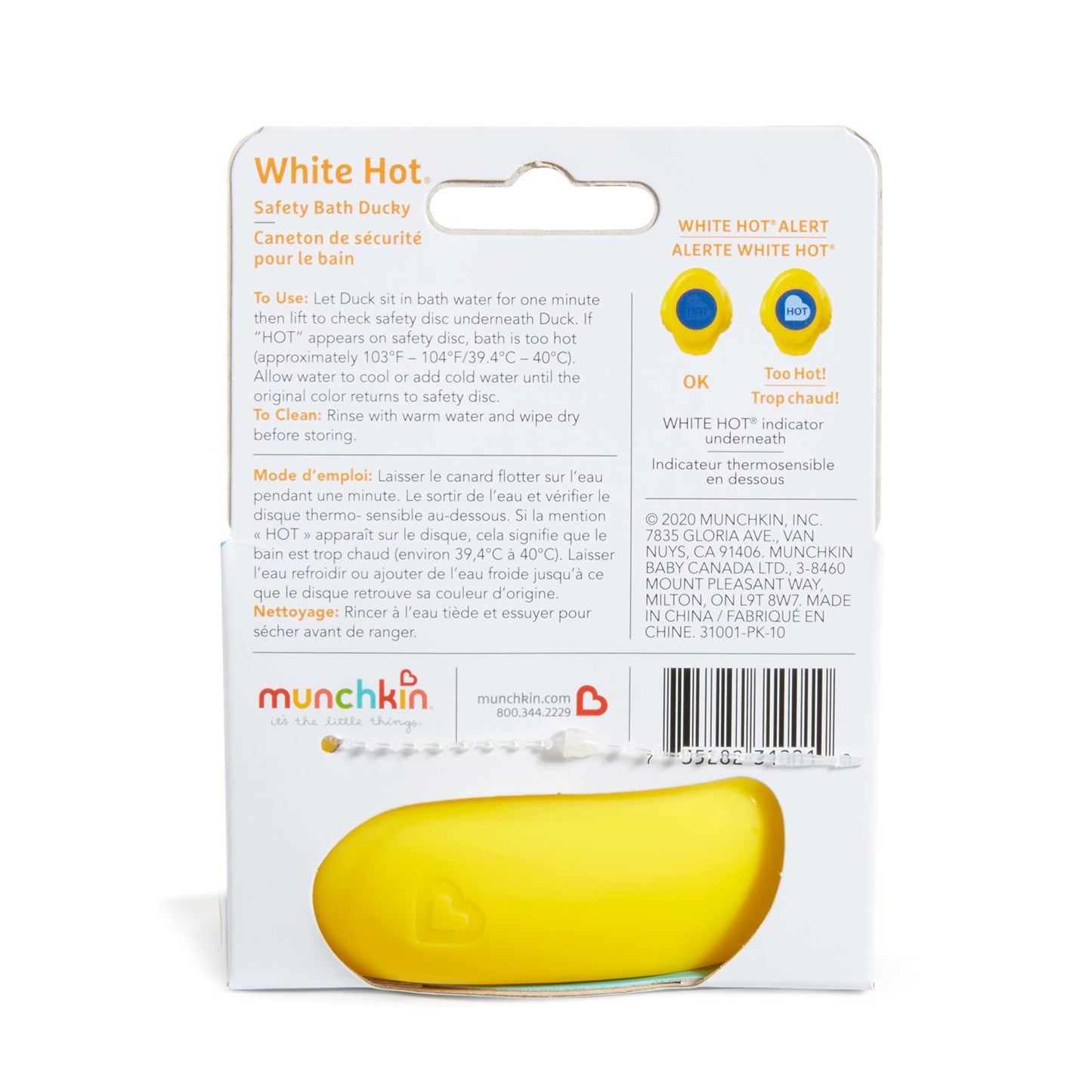 Munchkin White Hot Safety Bath Ducky Toy, Yellow (Pack of 2)