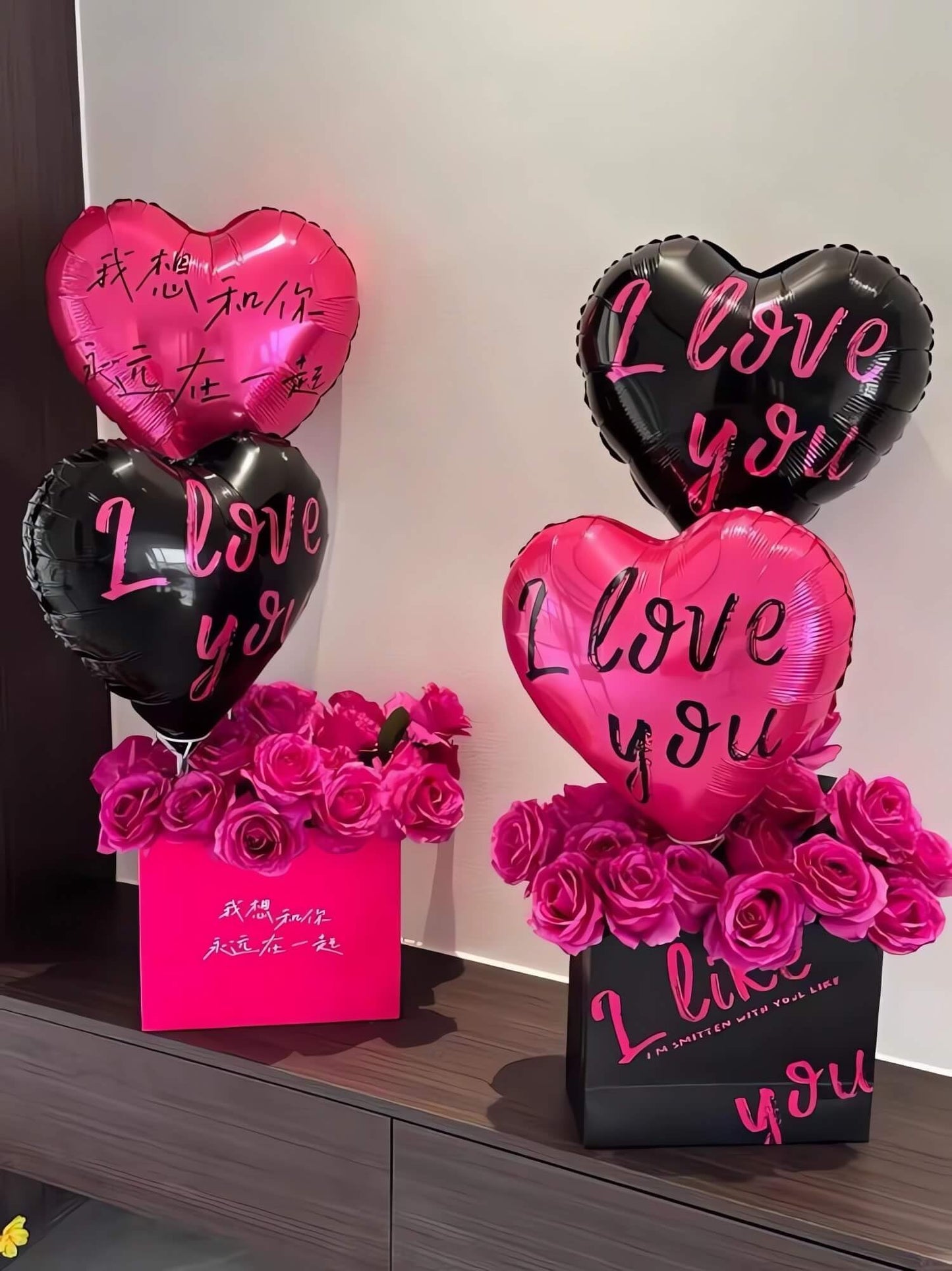 12 Pcs Pink Heart Balloons 18 Inch I Love You Valentines Day Balloons For Valentines Day Decorations Bridal Shower Wedding Party