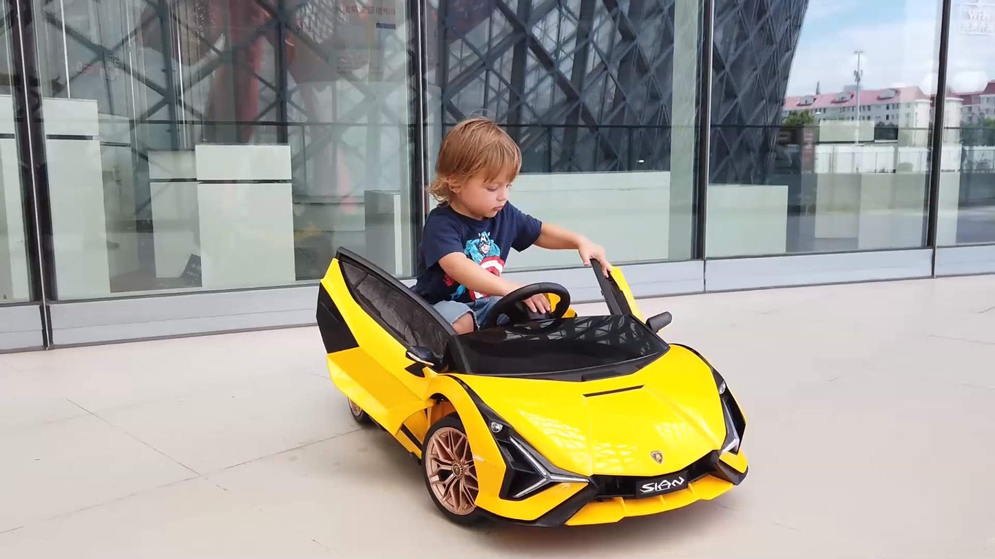 Best Ride On Cars Lamborghini Sian, 12V Battery Powered Ride On Car, Yellow