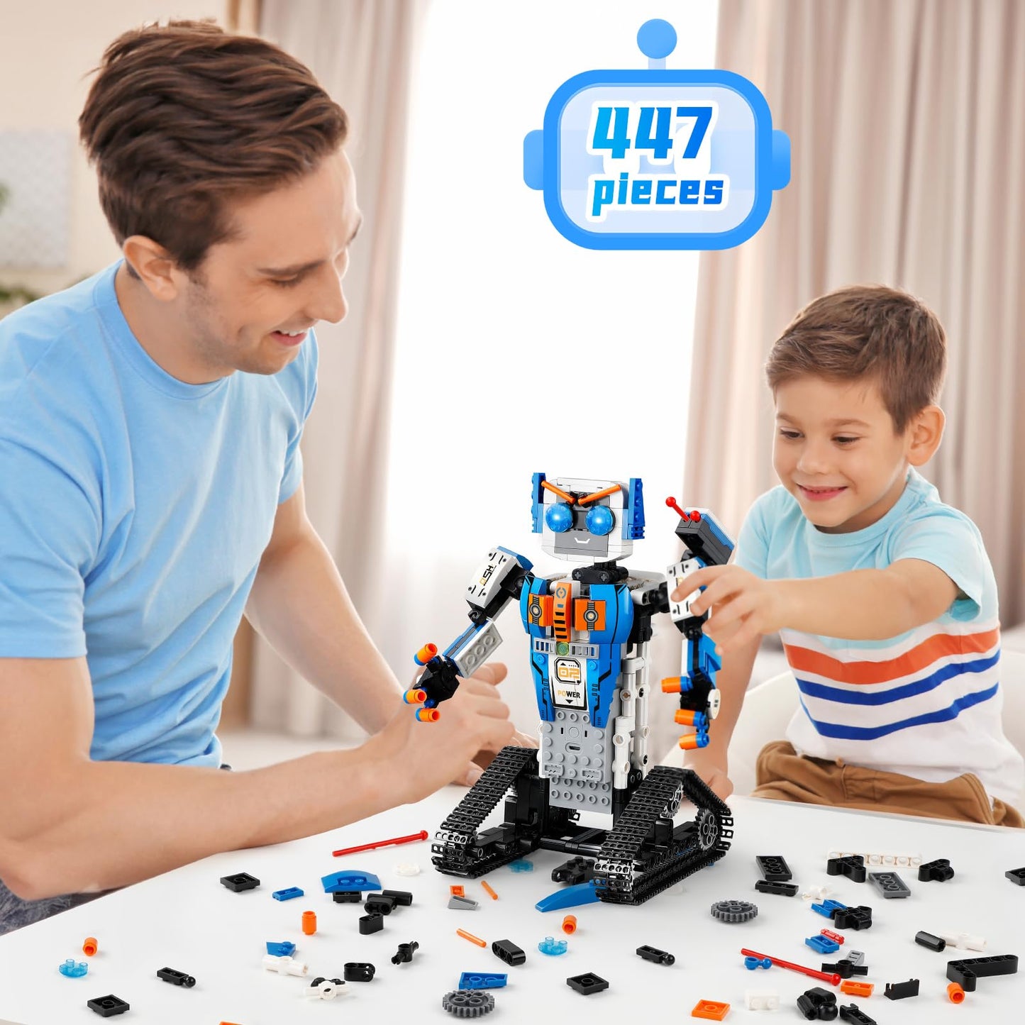 STEM Robot Building Kit, App & Remote Control Robot Building Kits for Kids 6-12, 447 Pieces Educational DIY Engineering Blocks f
