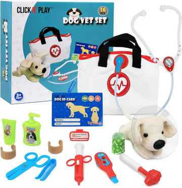 Click N' Play Kids Veterinary Playset, Vet Play Sets for Kids, Vet Pretend Play for Kids, Vet Set Includes Plush Dog Toy and Vet