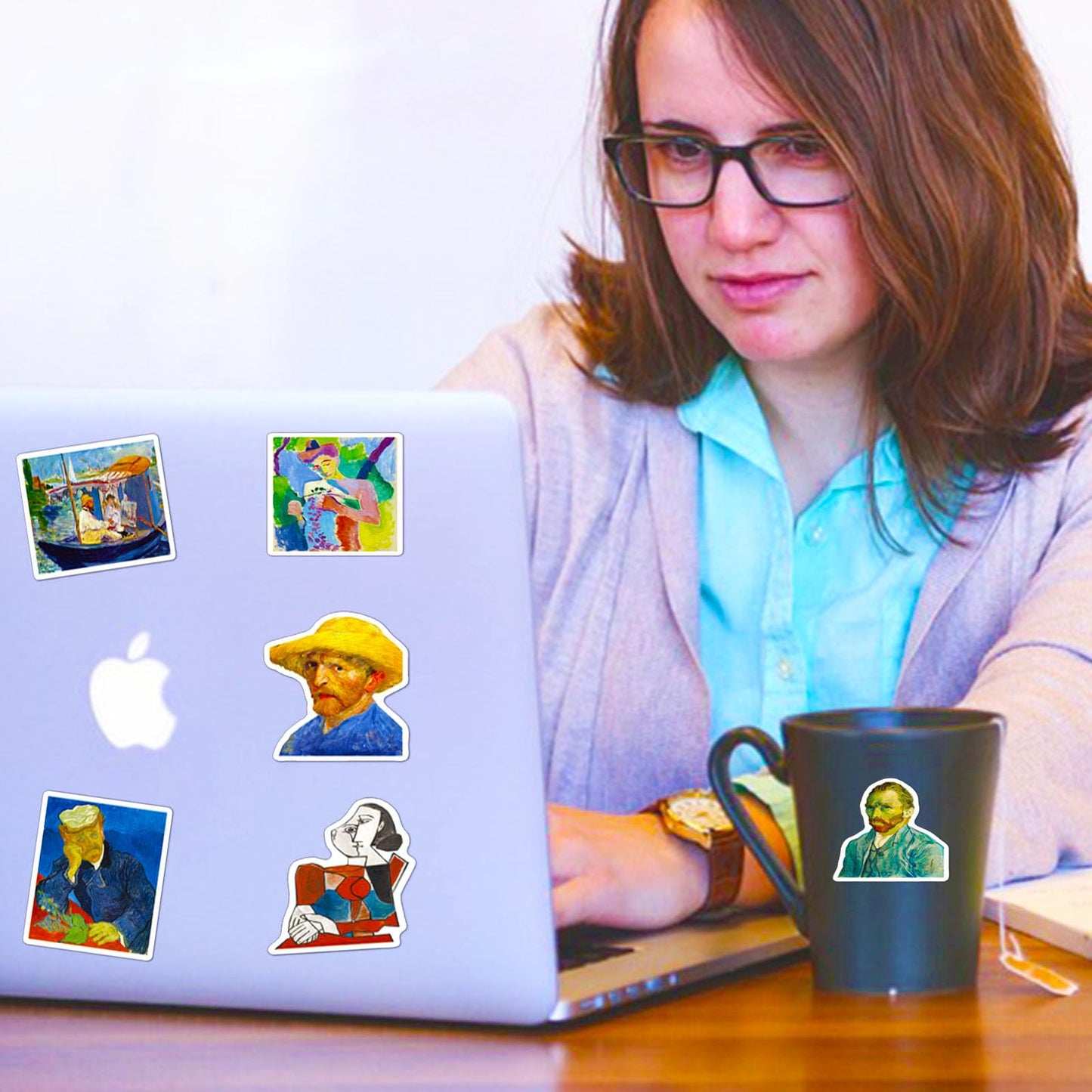 Retro Famous Art Painting Stickers Pack, 100 Pcs Vinyl Waterproof Vincent Van Gogh Oil Painting Style Stickers For Laptop Phone