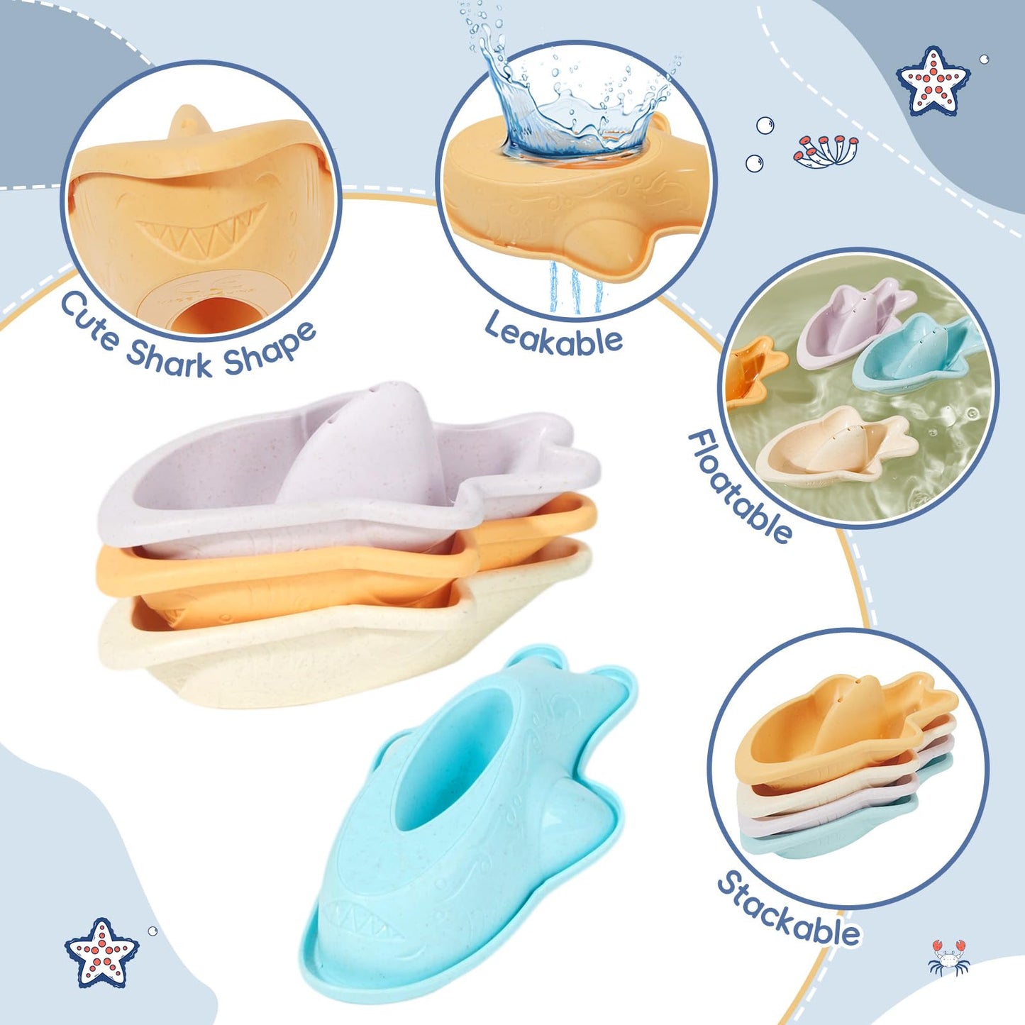 Mold Free Bath Toys for Babies 6-12 Months 21PCS Baby Bath Toys for Kids Ages 1-3 with Shape Sorter and Educational Stacking Cups Montessori Bathtub Shower Water Toy for Toddler 2-4 with Storage Bin