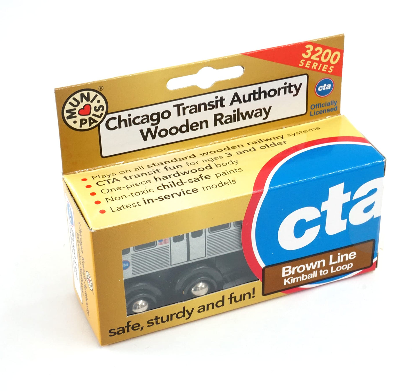 Muni Pals Munipals Chicago Transit Authority Wooden Railway Brown Line-Child Safe And Tested Wood Toy Train