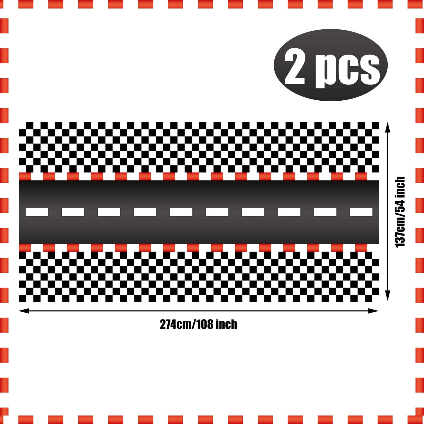 2 Pcs Racing Car Plastic Tablecloths Car Theme Disposable Party Tablecloths Black Checkered Flag Table Covers Racetrack Rectangu
