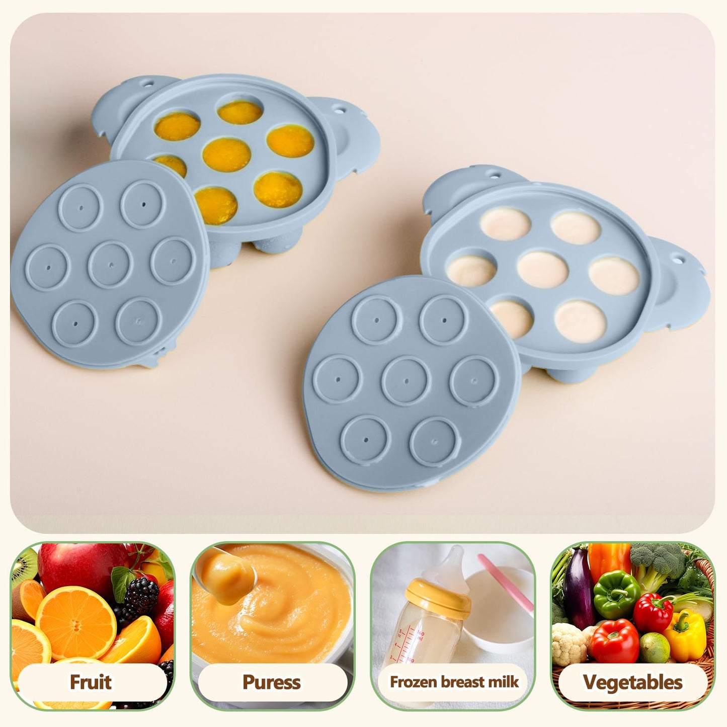 Baby Fruit/Fresh Food Feeder With Breastmilk Popsicle Molds & Baby Teether Combo Food Grade Silicon For 6M+ Breastmilk Pops, Fro