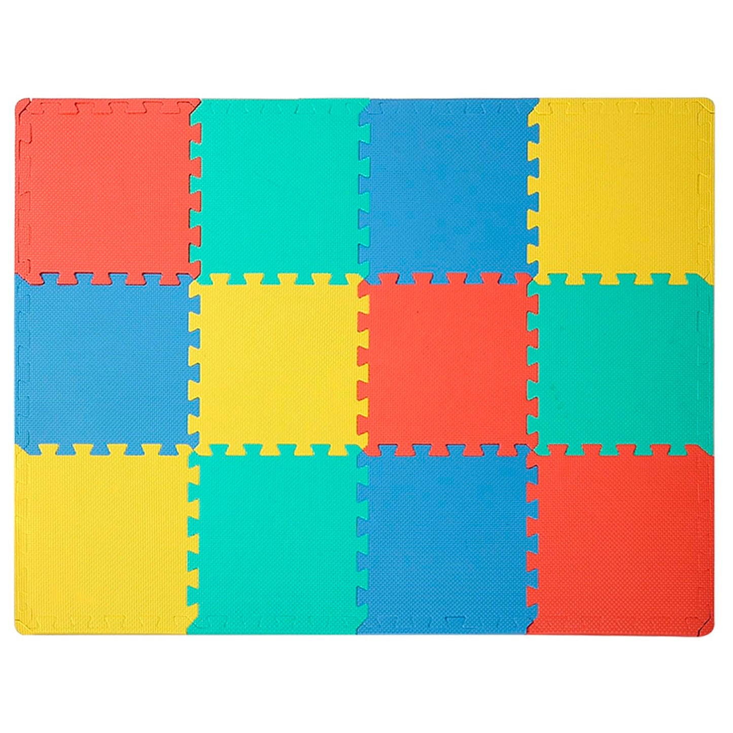 Easy Playhouse Soft Foam Floor Puzzle Tiles for Children and Adults. 12 Foam Tile Mats with 14 Borders for Nursery, Playroom, Gym or Rec Room -Like New