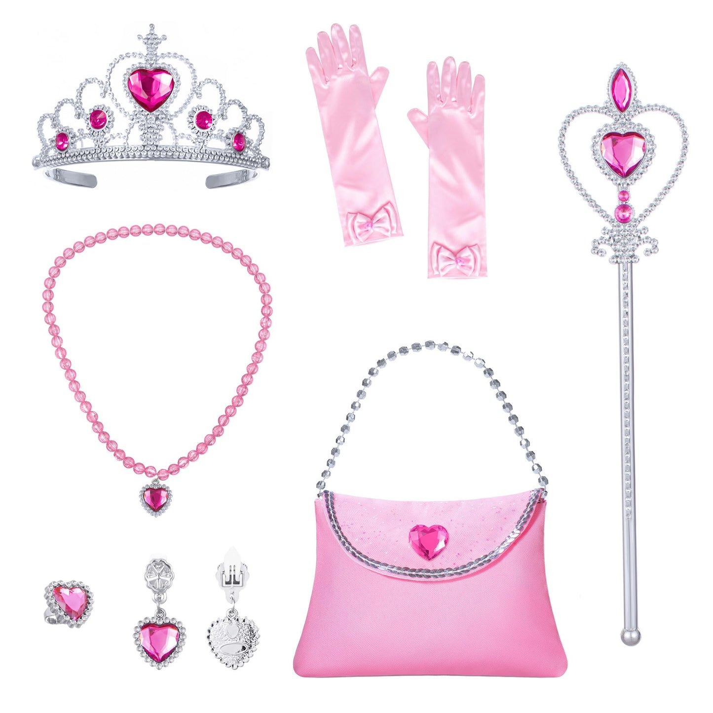 Light Up Princess Aurora Costume For Girls Dress Up - Led Light-Up Pink Sieeping Beauty Dress With Accessories For Birthday Halloween Cosplay 8-9 Years