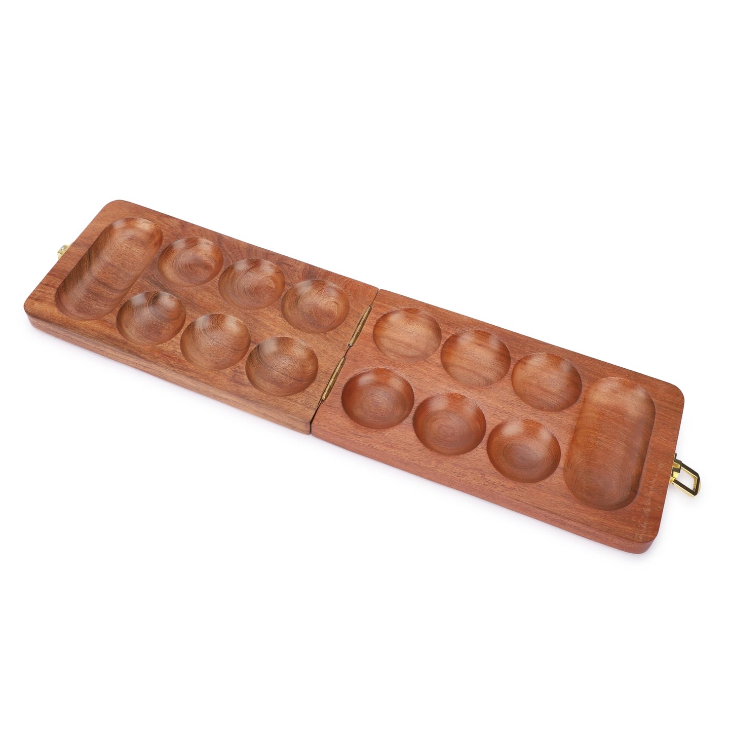 Ajuny Wooden Mancala Board Game Set - Classic Board Games, Portable Folding Travel Mancala Board With Marbles (72+8 Stones), Ide
