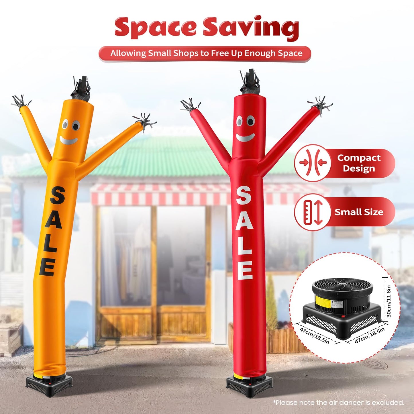 Kinhall Inflatable Tube Man Blower, Inflatable Balloon Fan (18''), Used For Inflatable Puppet Dancers,Inflatable Arm Swinging Tu