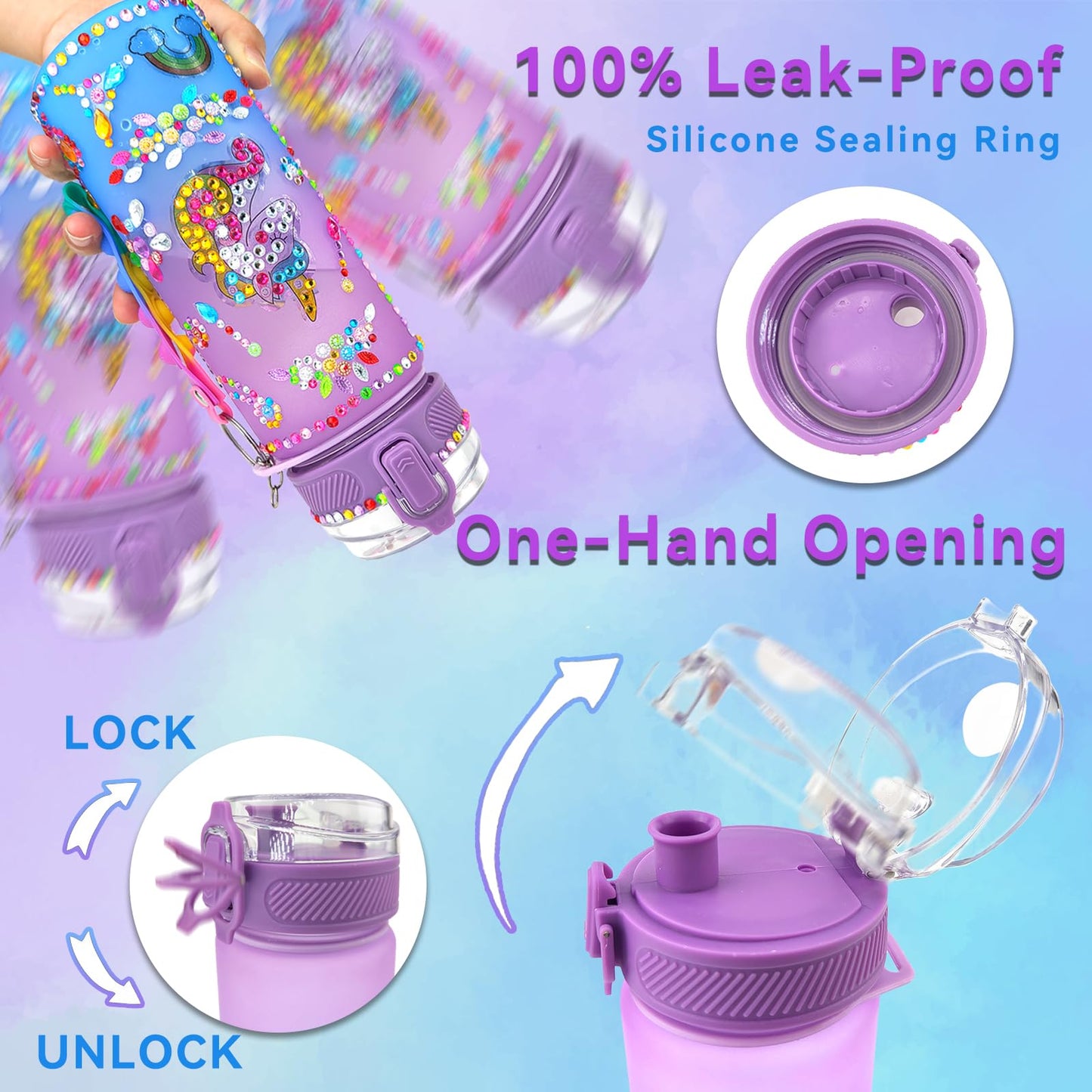 Edsportshouse Decorate Your Own Water Bottle Kits For Girls Age 4-6-8-10,Unicorn Painting Crafts,Fun Arts And Crafts Gifts Toys For Girls Birthday Christmas(Unicorn)