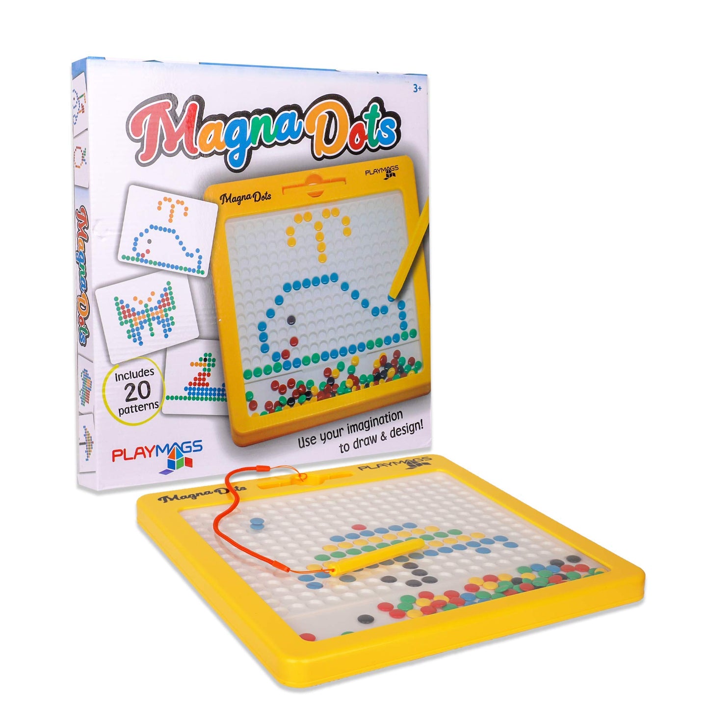 Playmags Large Magnetic Drawing Board for Kids - Magna Dots Doodle Board with Magnetic Pen - 12.5 Large Size with Kid Safe Magne