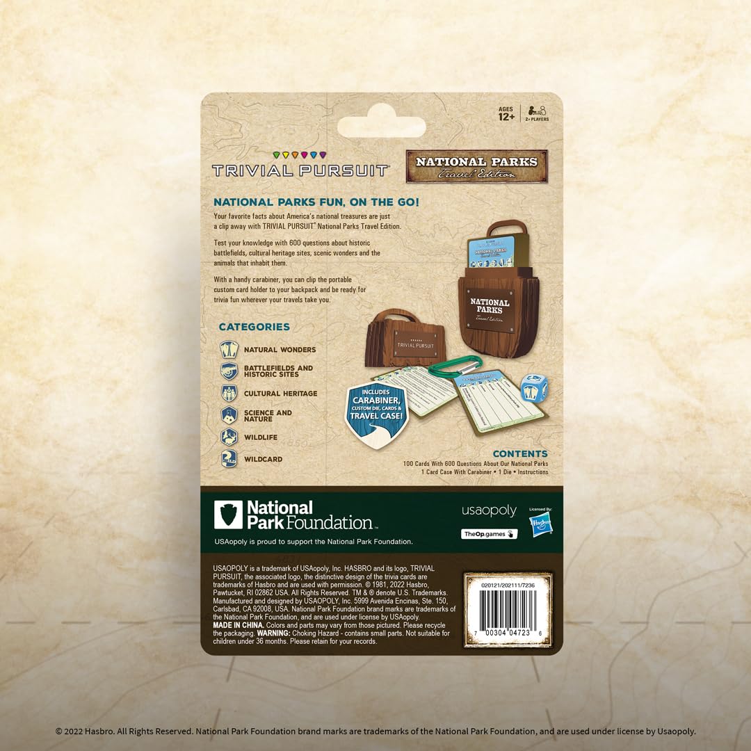 Usaopoly Trivial Pursuit: National Park 100Th Anniversary | Celebrating The National Park Service Centennial | 600 Trivia Questions & Fun Facts | Perfect Trivial Pursuit Travel Game For Families