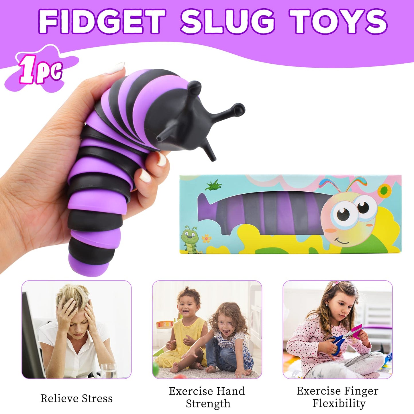 Cevioce Fidget Slug Toy, Sensory Slug Fidget Toy For Kids & Adults, 1 Pc Cute Autism Sensory Toys For Autistic Children|Great Bi