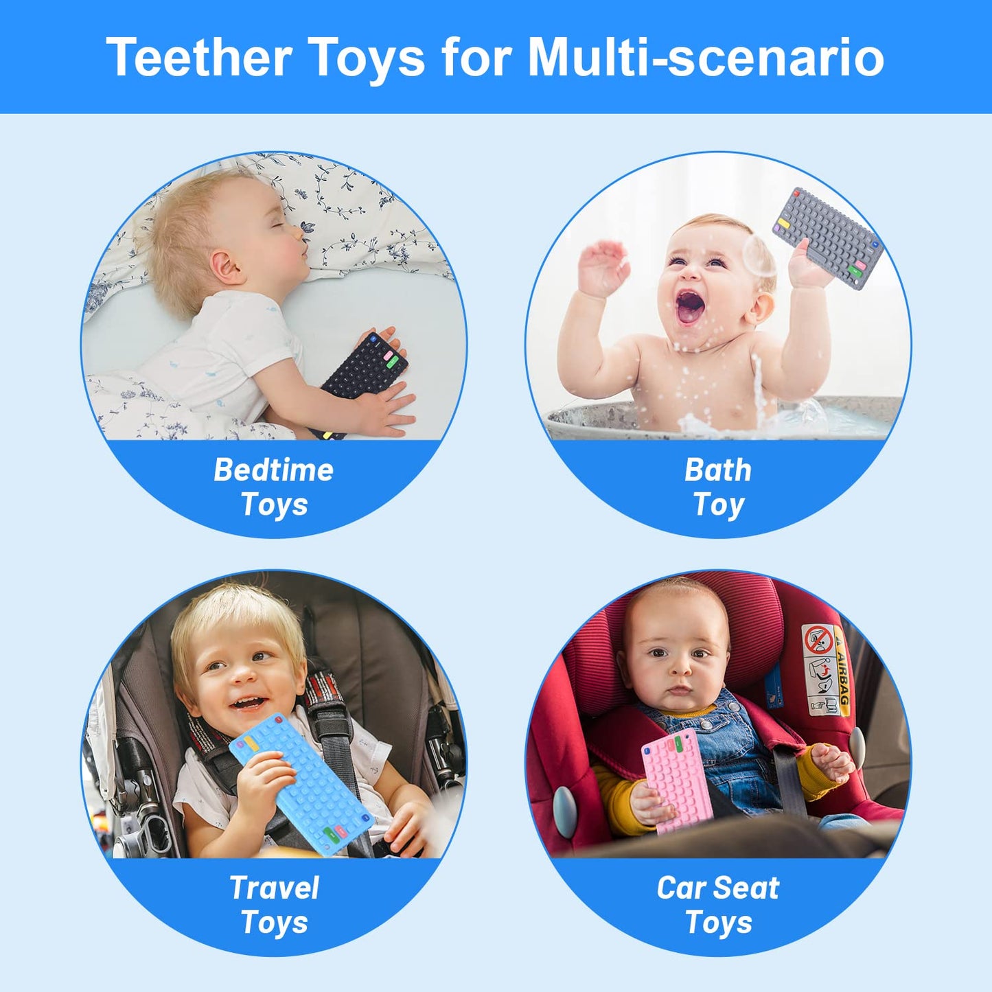 Besosay Baby Keyboard Teething Toys For Babies 0-3, 0-6, 6-12 Months | Soft Silicone Baby Keyboard Teethers Toys | Baby Fidget T