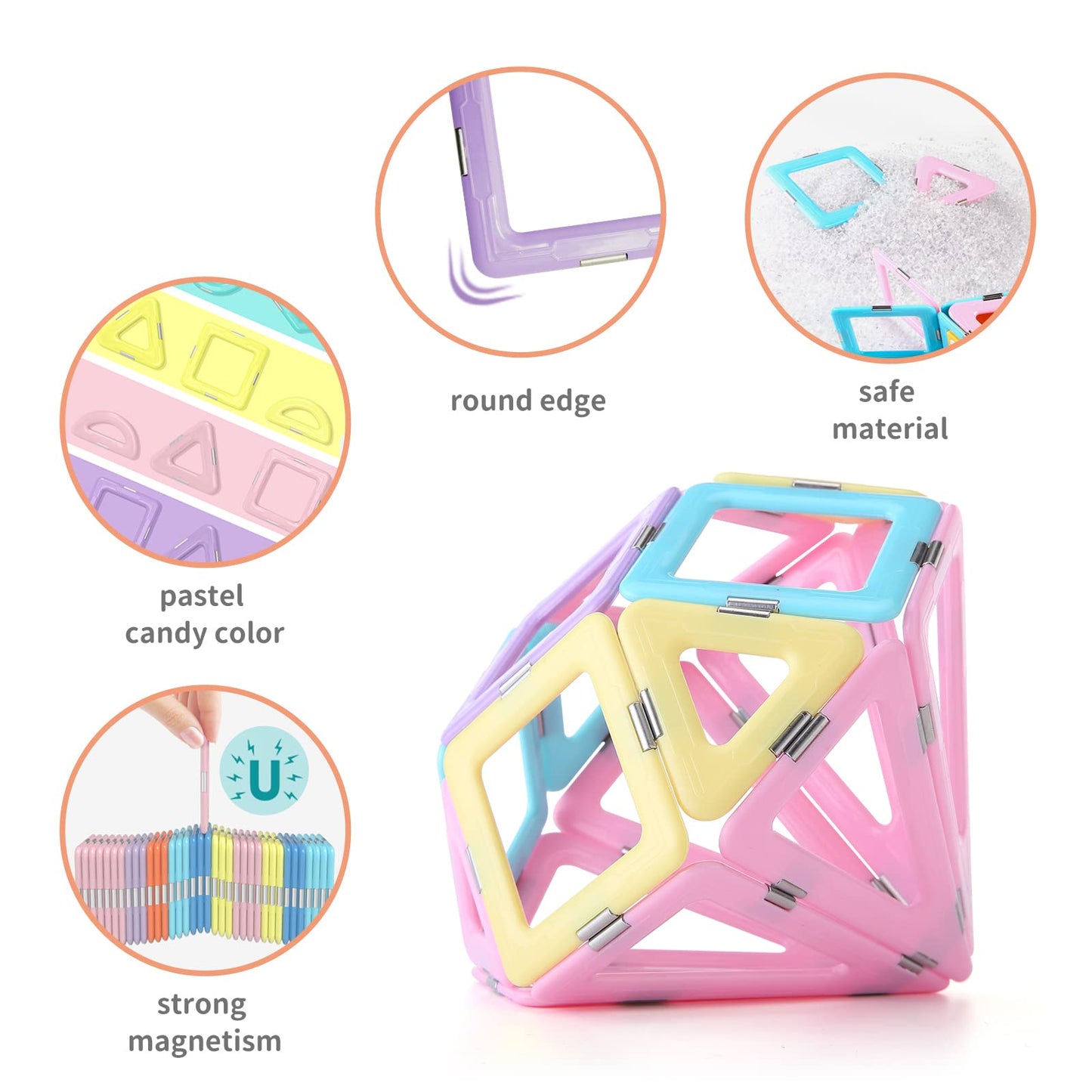 Magnetic Tiles 80Pcs Magnet Building Blocks Set Creative Stacking Toys For Kids, 3D Diy Construction Kit Preschool Child Montessori Toys Stem Learning Toys Gifts For Girls Boys 3 4 5 6 7 Years