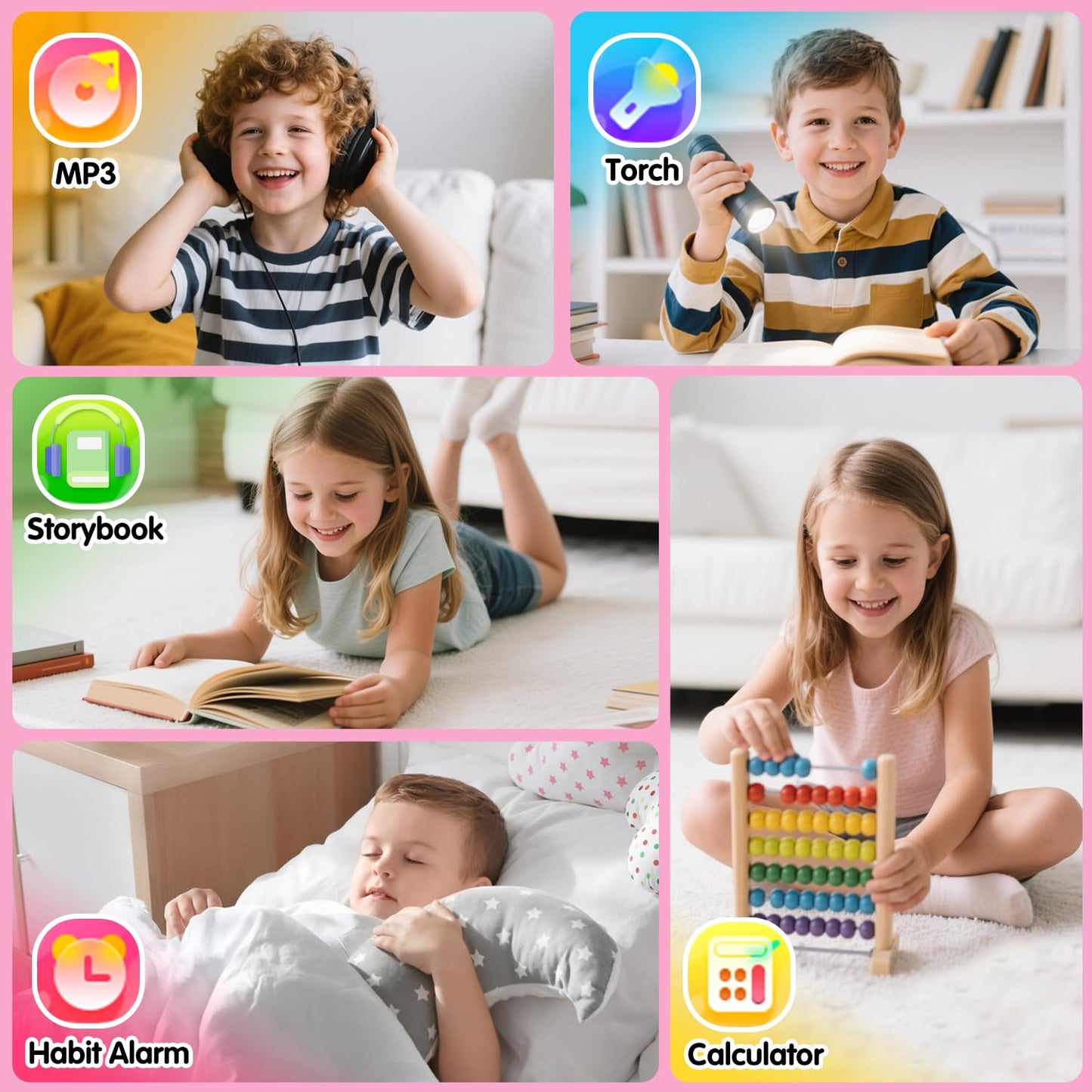 Sedzofan Smart Watch For Kids, Gift For Girls Age 6-12, 24 Puzzle Games Hd Touchscreen Kids Watches With Mp3 Music Video Pedometer Flashlight 12/24 Hr Educational Toys For 8 10 12 Year Old Girl