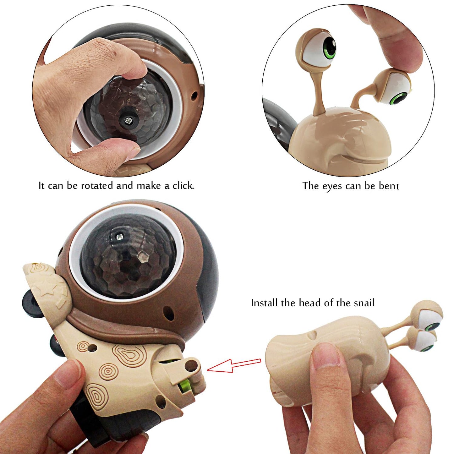 Tipmant Baby Toddler Electric Snail Toy Cute Electronic Animal Crawl, Play Music, Luminous Light Kids Birthday (Brown)