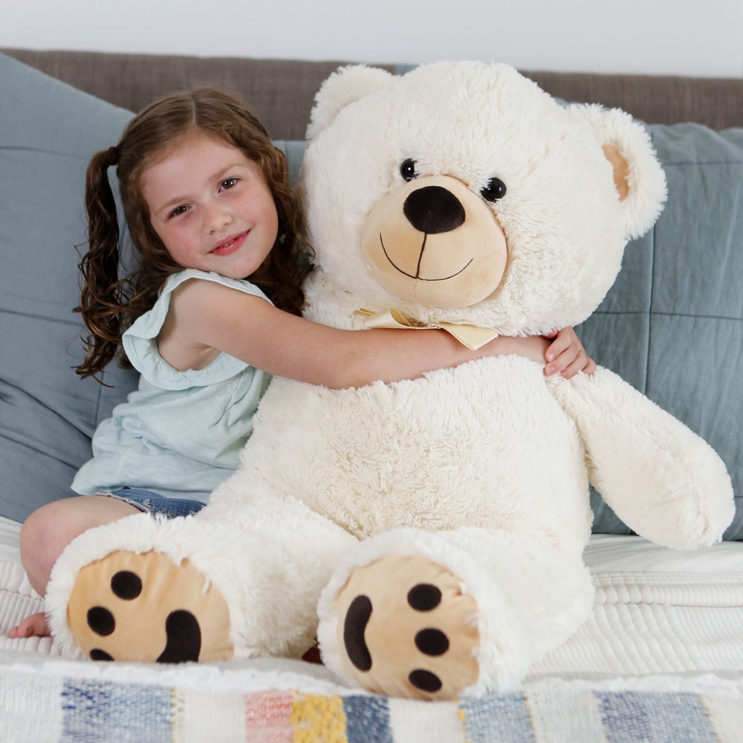 Lotfancy Valentines Day Gifts For Boyfriend, Girlfriend, 3 Feet Giant Teddy Bear Stuffed Animal, 36 Inch Large Bear Plush Toy With Footprints For Birthday, Anniversary, Christmas
